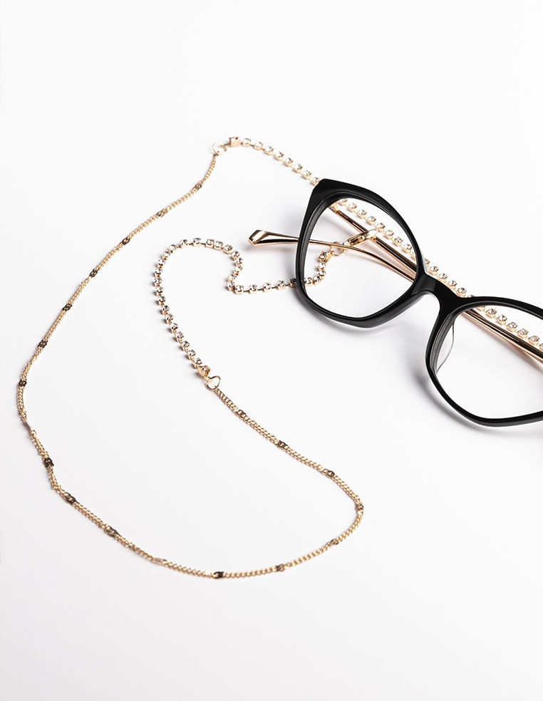 Chaîne à Lunettes dorée et strass pour femme AGATHE 2