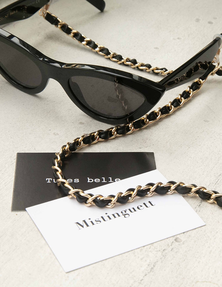 Cha ne Lunettes m tal dor cuir noir PAULETTE