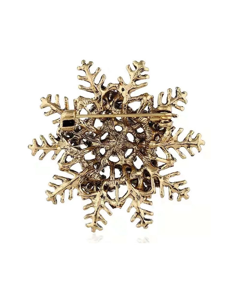 Broche flocon de noel en laiton vieilli