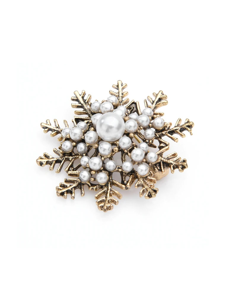 Broche flocon de noel en laiton vieilli