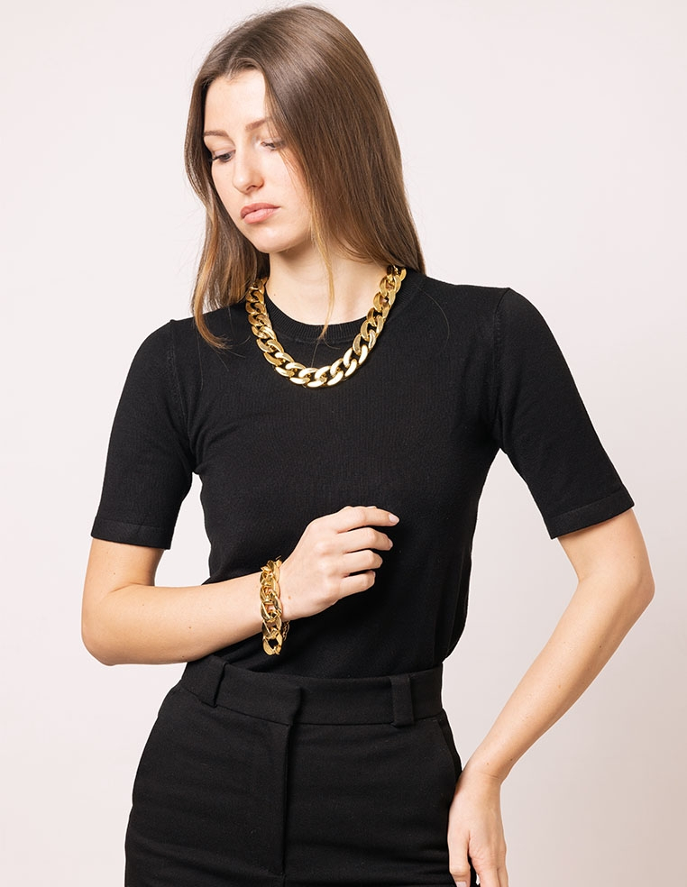 collier big flat vanessa gros maillon gold