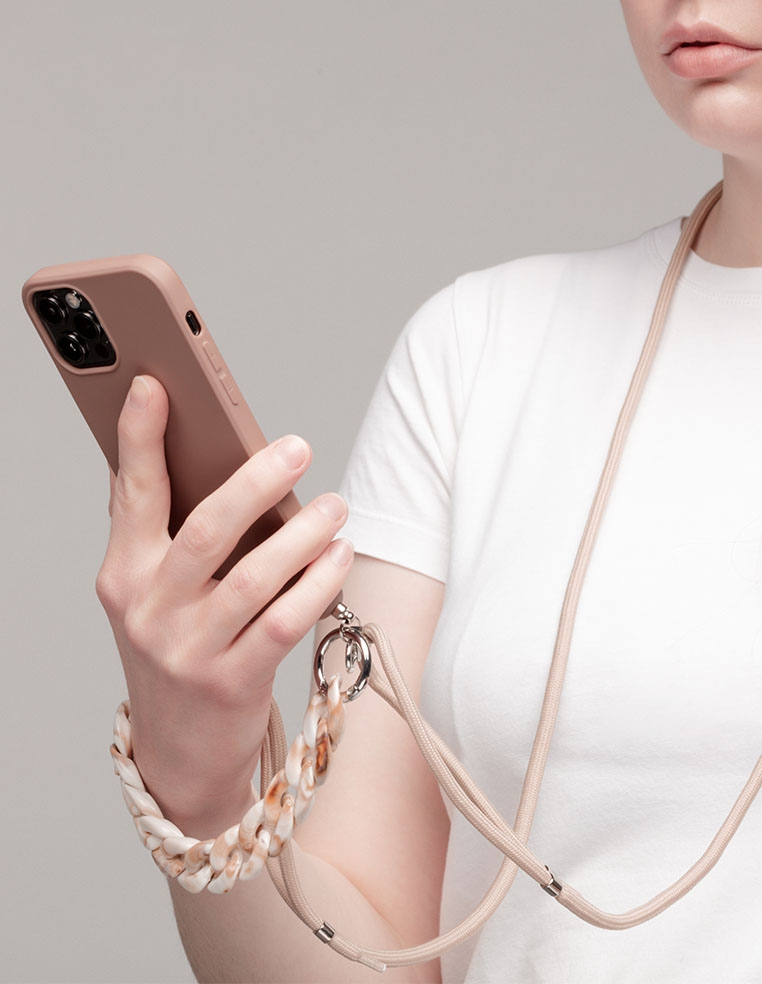Coque en silicone transparent avec cordon lanière pour iPhone