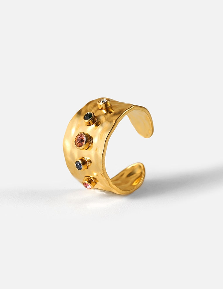 Bague large pour femme plaqué or 18K 2