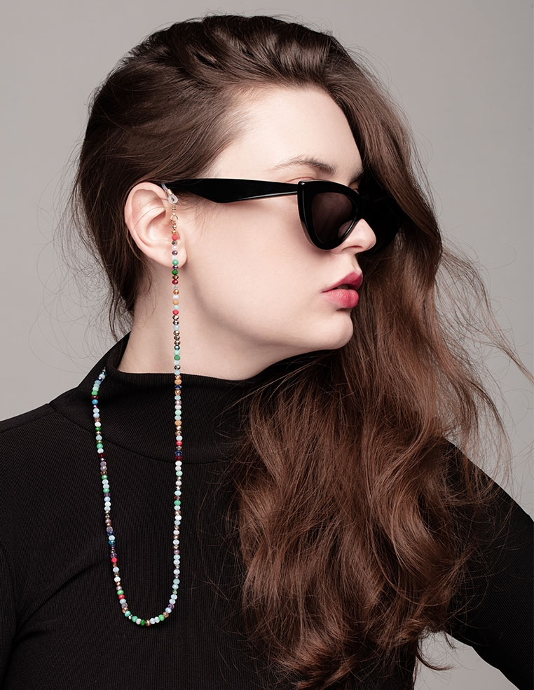 Chaîne à lunettes perles colorées