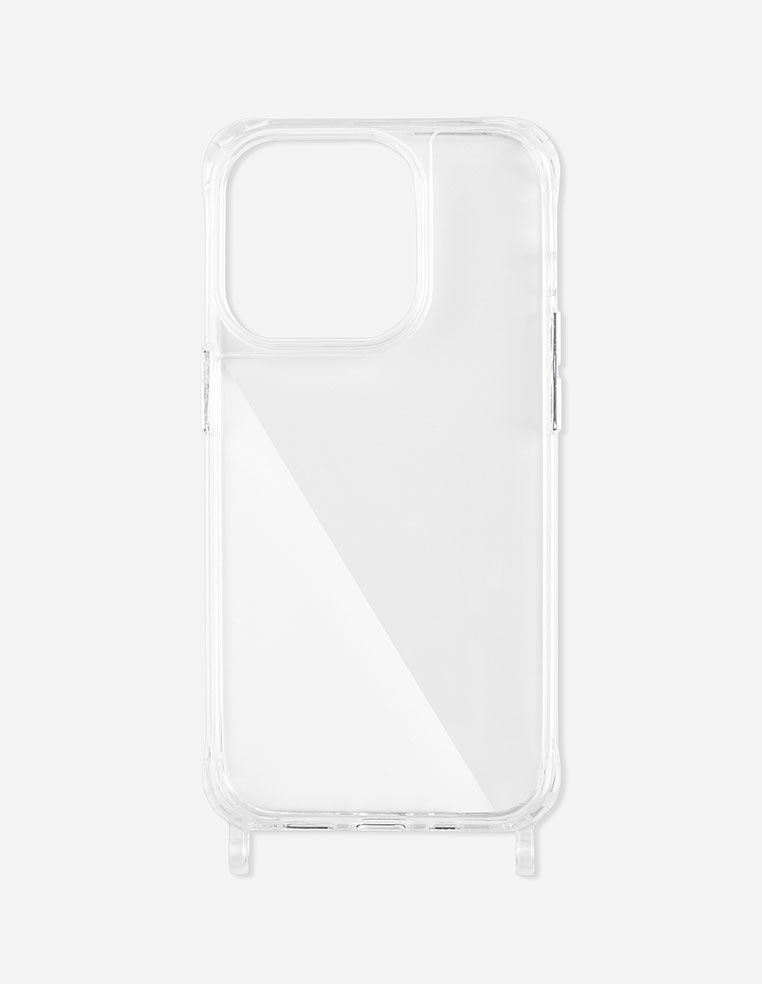 Coque iPhone transparente avec anneaux de fixation pour chaine bandoulière et cordon