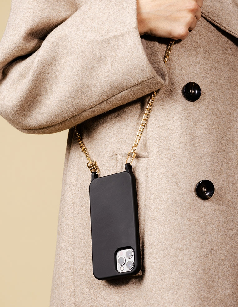 chaine bandoulière en métal pour iphone avec anneau
