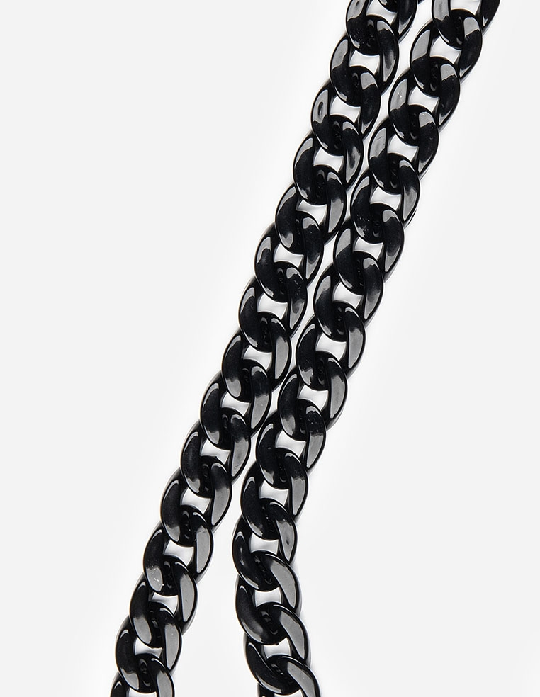Chaîne bandoulière tour de cou pour iPhone en résine noire