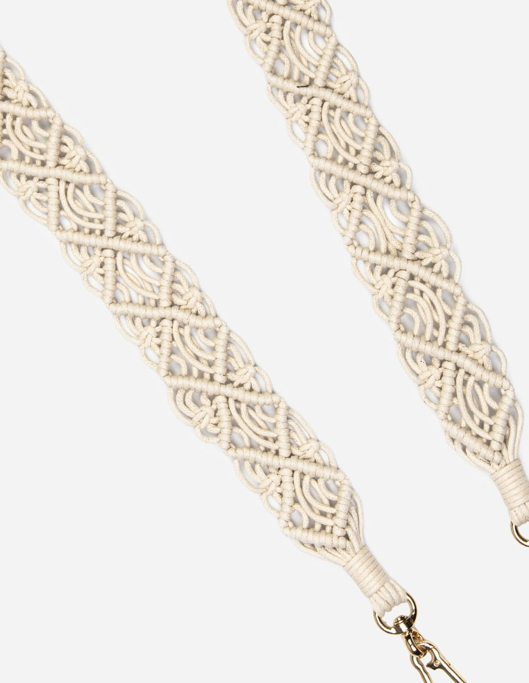 Cordon iPhone en macramé beige