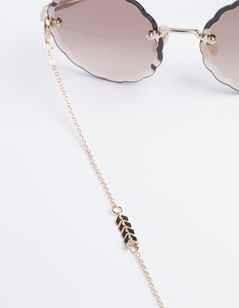 chaine a lunettes dorée flèches