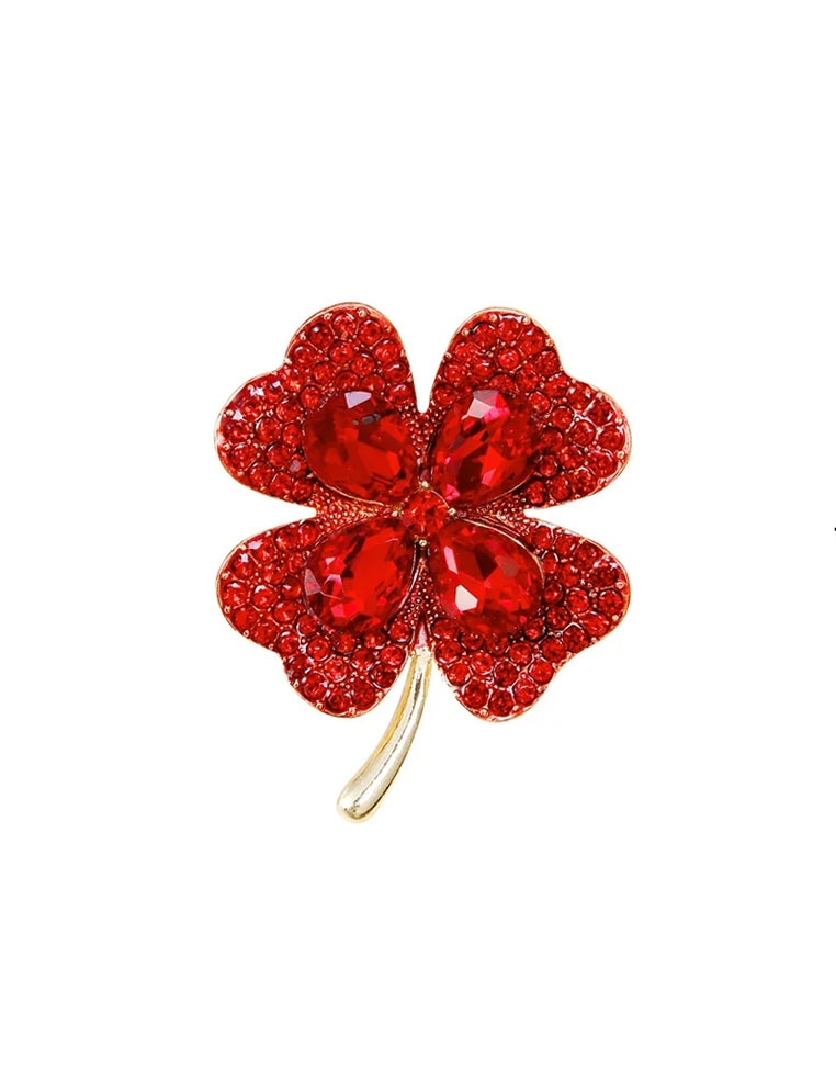 Broche porte bonheur trèfle 4 feuilles