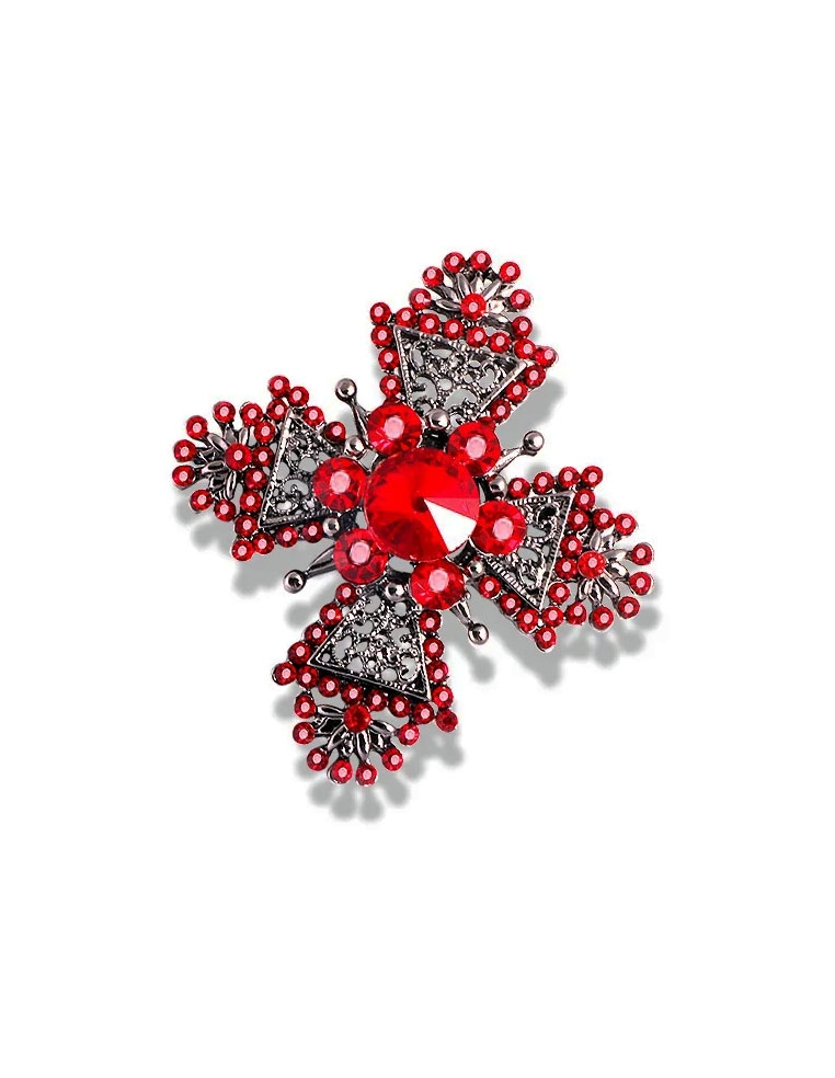 broche forme croix rouge pour femme 2