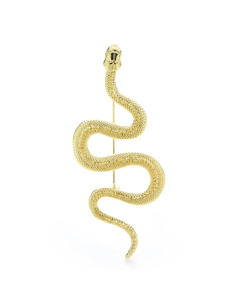 Broche dorée en forme de serpent pour femme