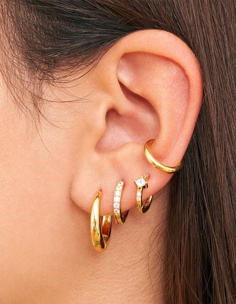 Faux piercing fausse boucle oreille anneau dorée
