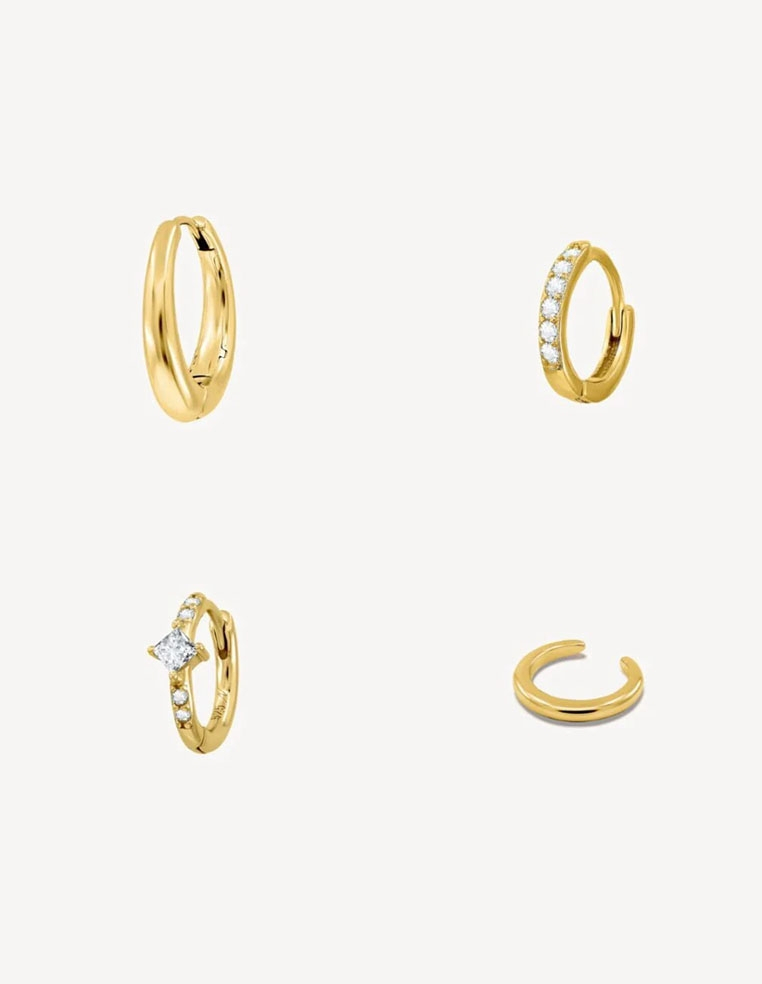 composition piercing superposition boucle oreille femme