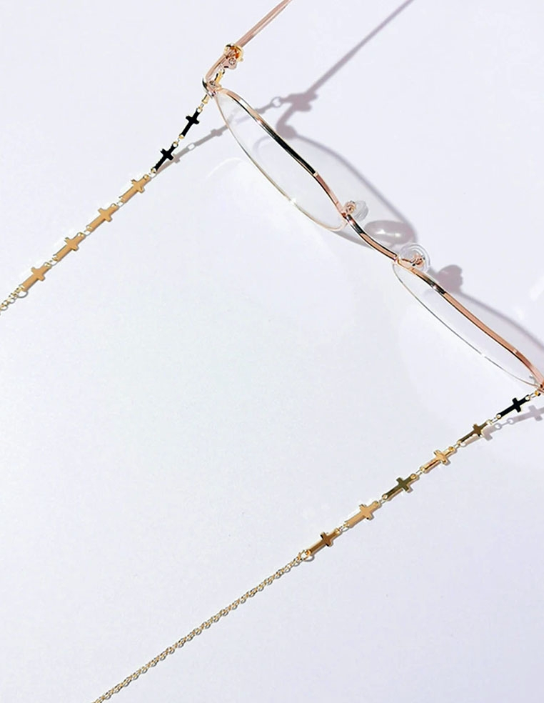 chaine à lunettes dorée motif croix chaine à lunettes dorée motif croix