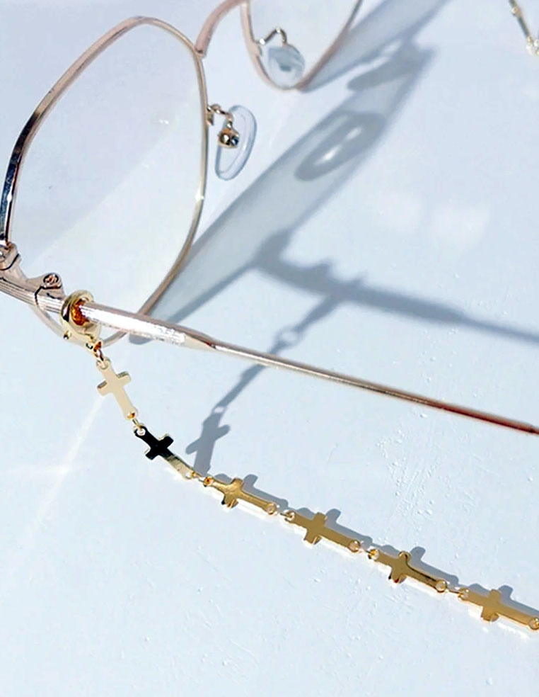 Chaîne De Lunettes Femme Damanse - Breloque Décorative - Longueur Réglable ~70 Cm - En Pierre Naturelle Et Plaqué Or - Pour Lunettes De Soleil Ou De Vue