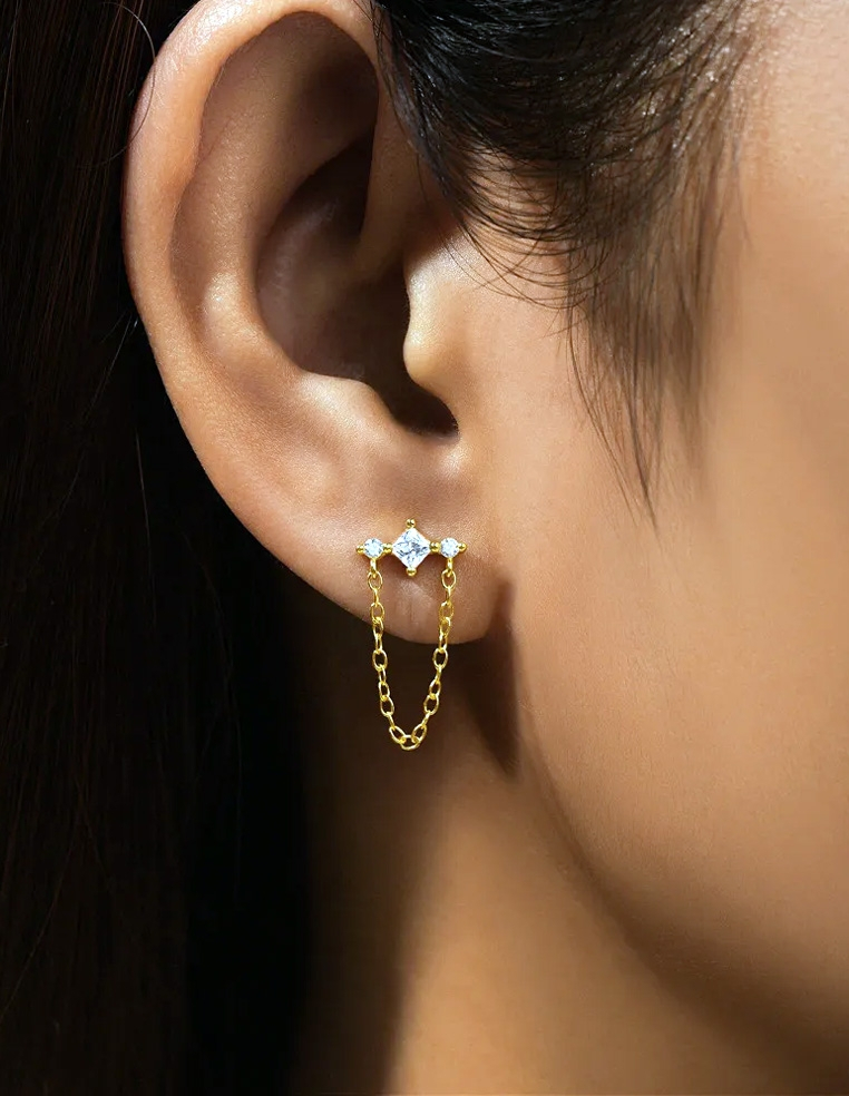 PUCE OREILLE FEMME ARGENT 925 PLAQUÉ OR