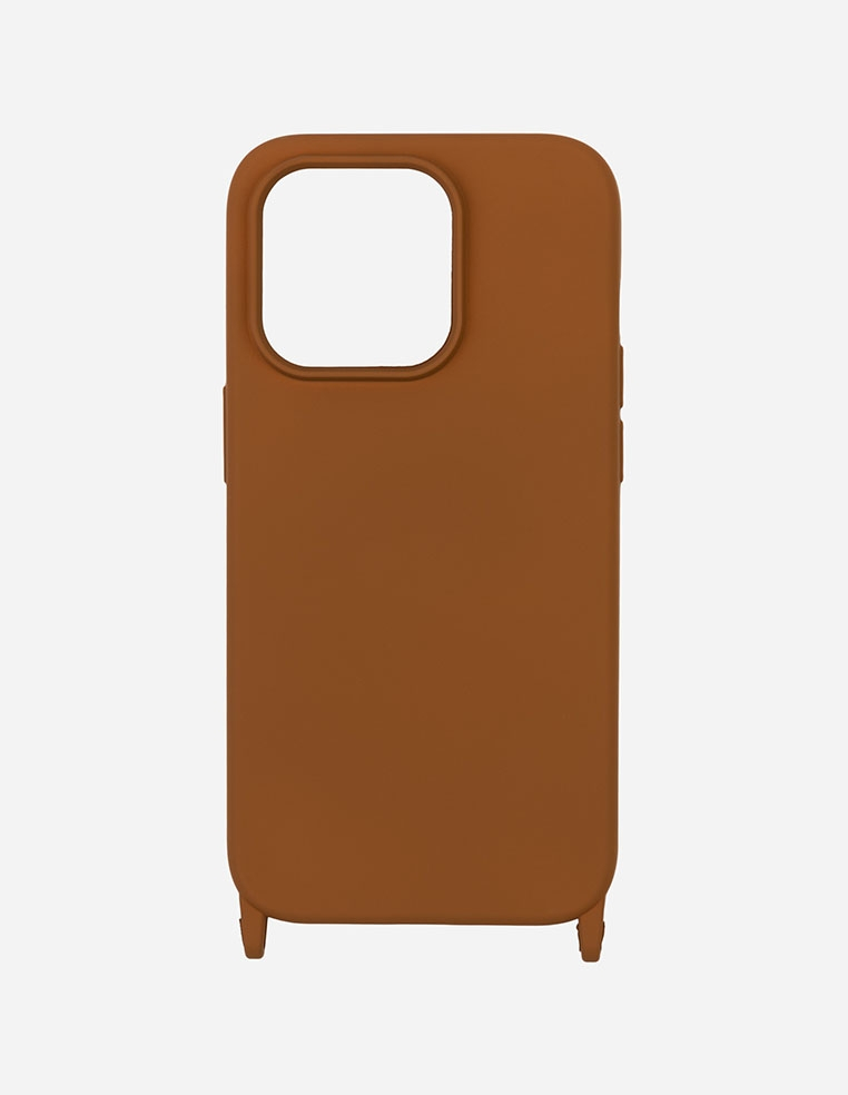 Coque iPhone camel avec anneaux de fixation pour chaine bandoulière et cordon