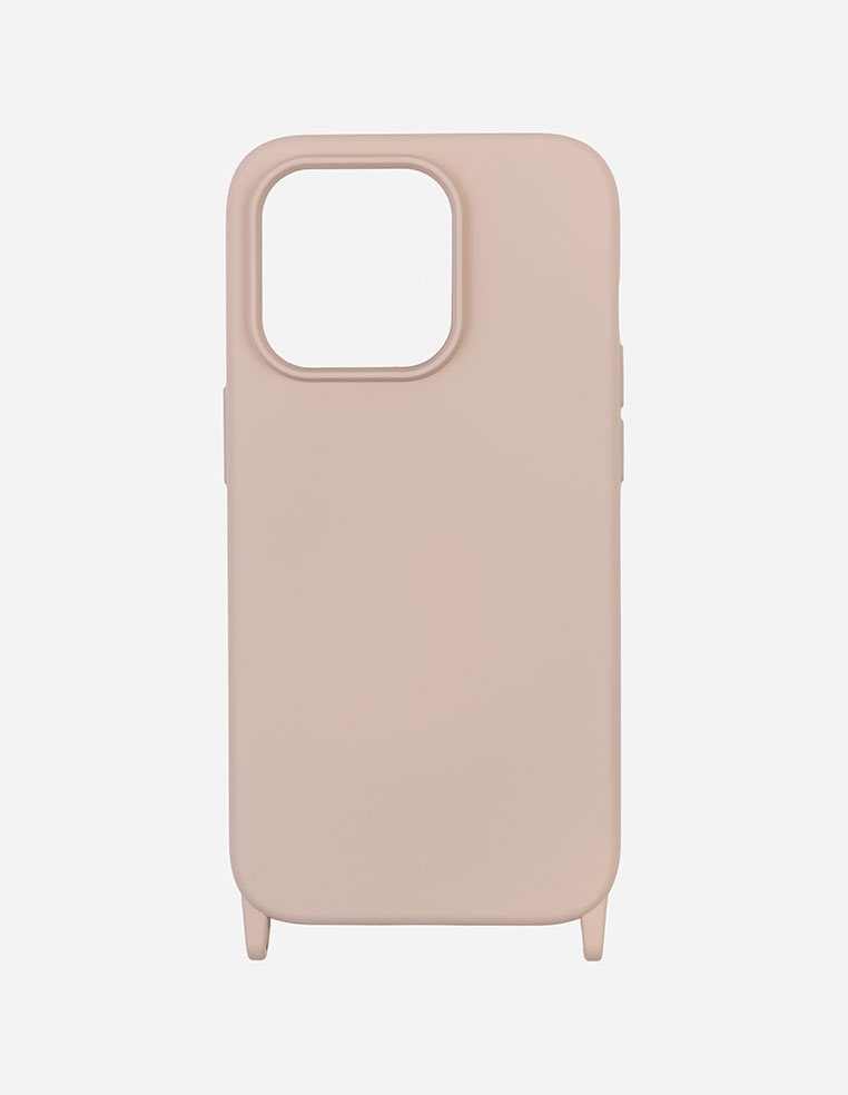 Coque iPhone rose avec anneaux de fixation pour chaine bandoulière et cordon