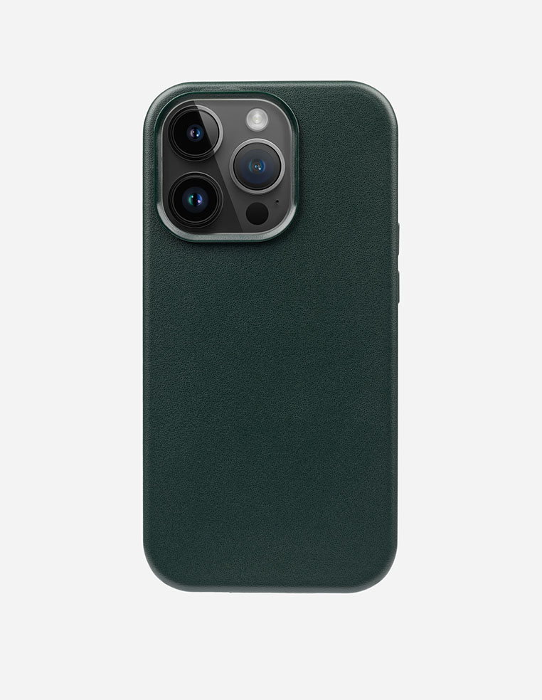 coque iphone 16 Pro Max en cuir vert sapin
