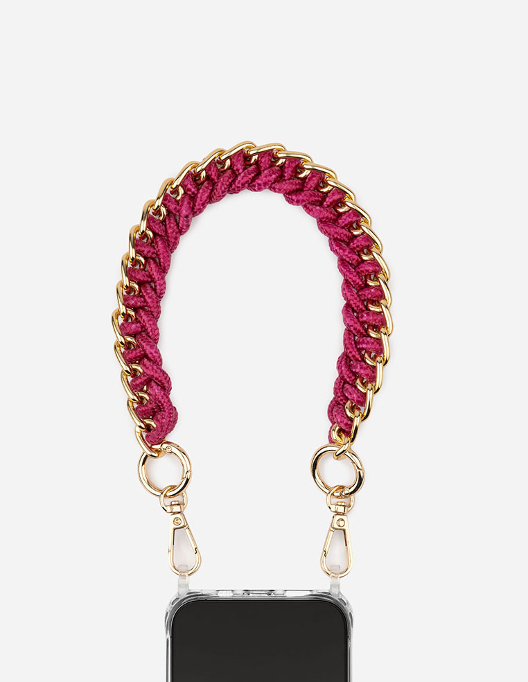 Chaîne de téléphone courte 40 cm tressée bordeau