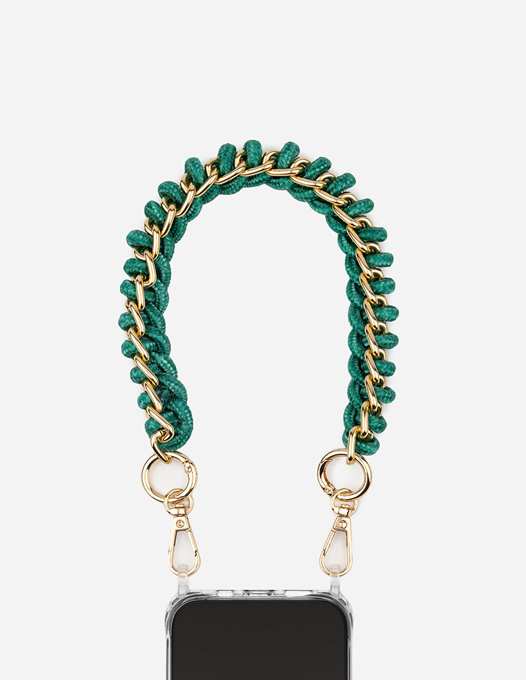 Chaîne de téléphone courte 40 cm tressée verte