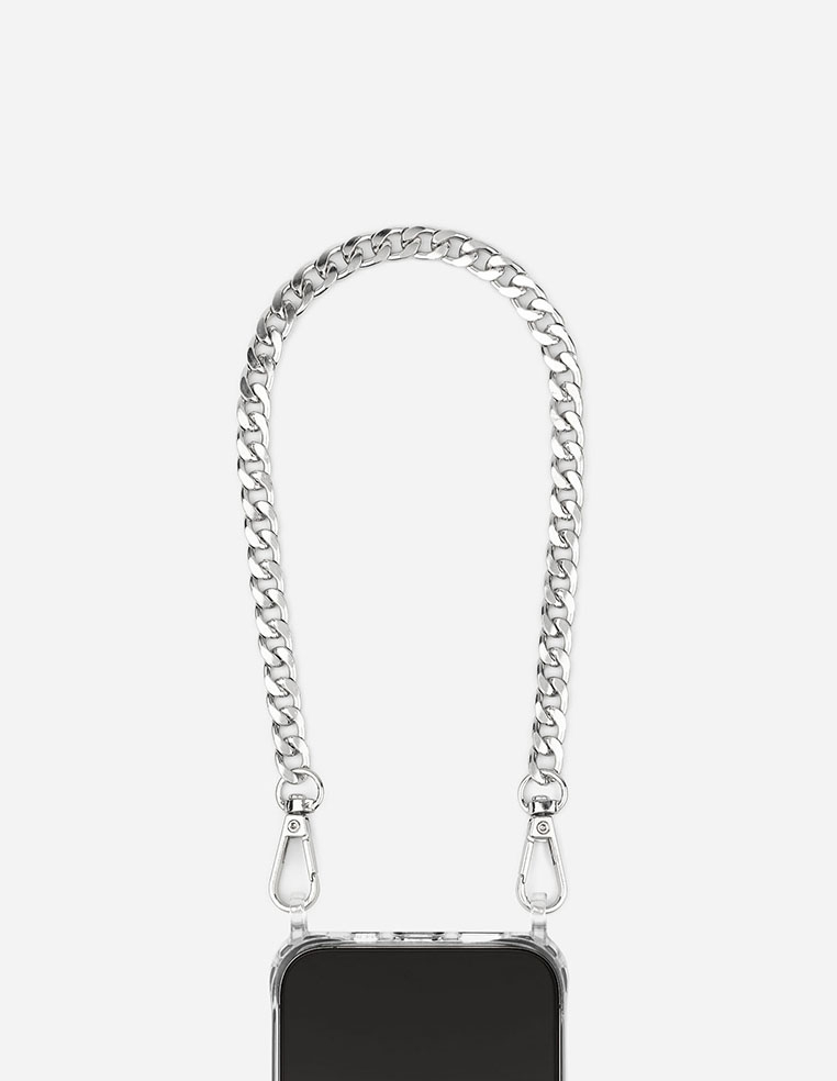 Mini chaîne de téléphone en métal argenté