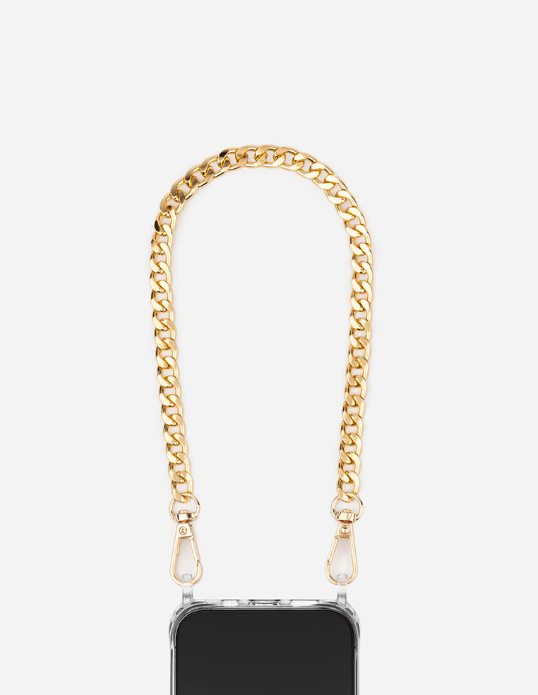 Mini chaîne de téléphone en métal doré