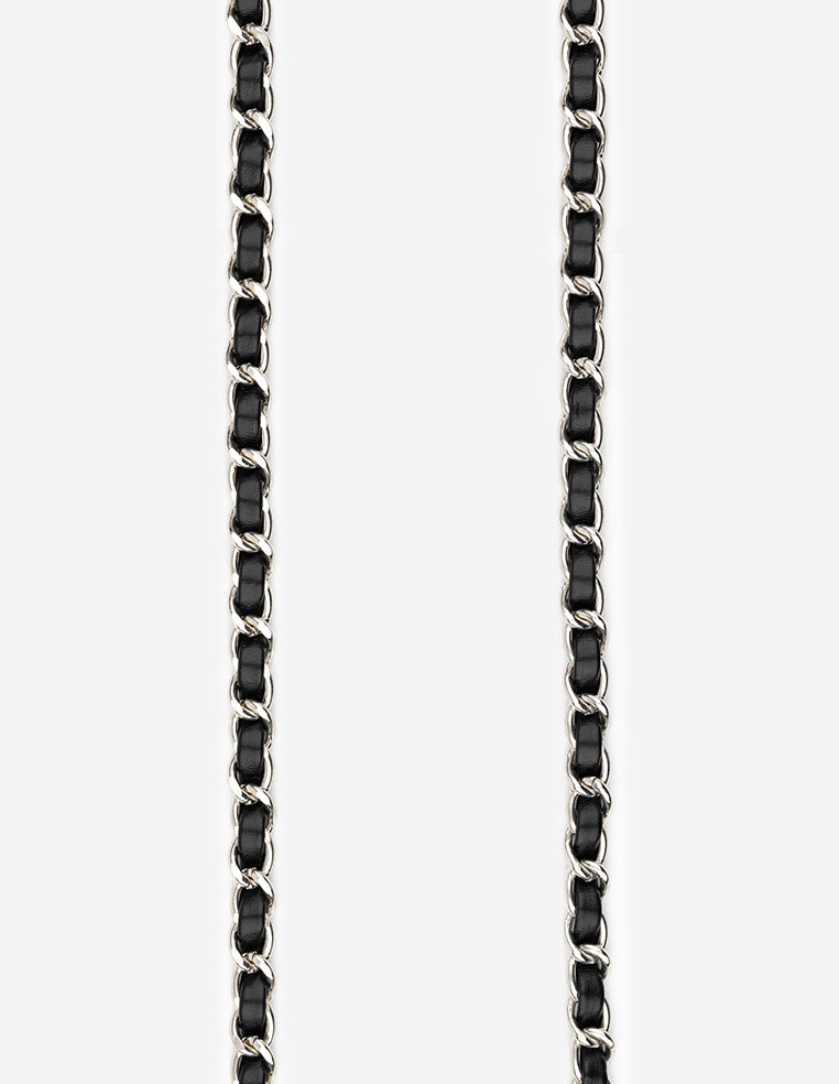 chaine de telephone chanel iphone cuir noir argenté chaine de telephone chanel iphone cuir noir argenté
