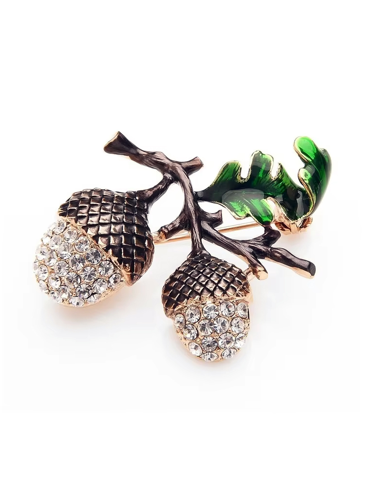 Broche plaqué or pour femme en forme de pomme de pin 2