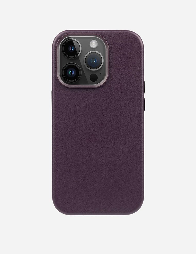 Coque en cuir iPhone 16 Pro Max Prune