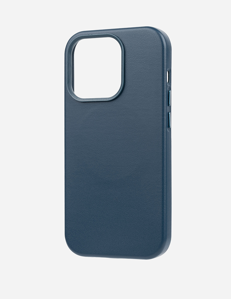 Coque en cuir iPhone 15 Pro Max Bleu Denim Baltique
