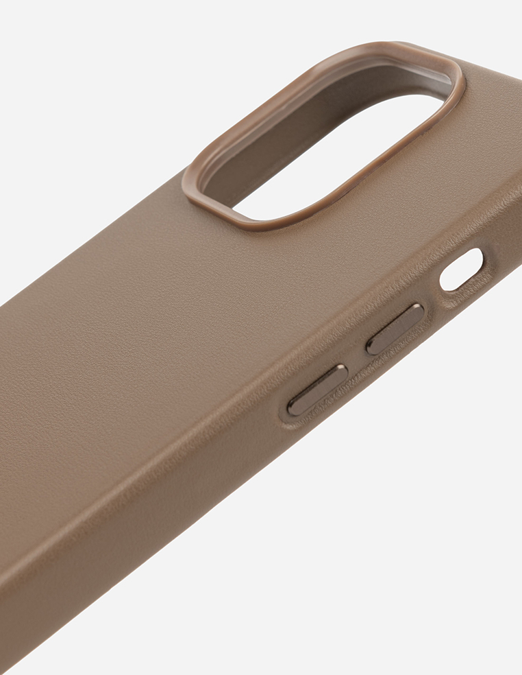 Coque en cuir iPhone 14 Pro Max Taupe