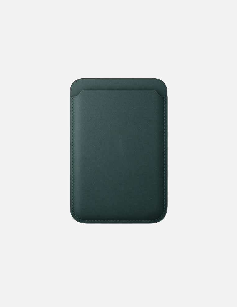 Porte‑cartes en cuir véritable pour iPhone avec MagSafe vert foncé