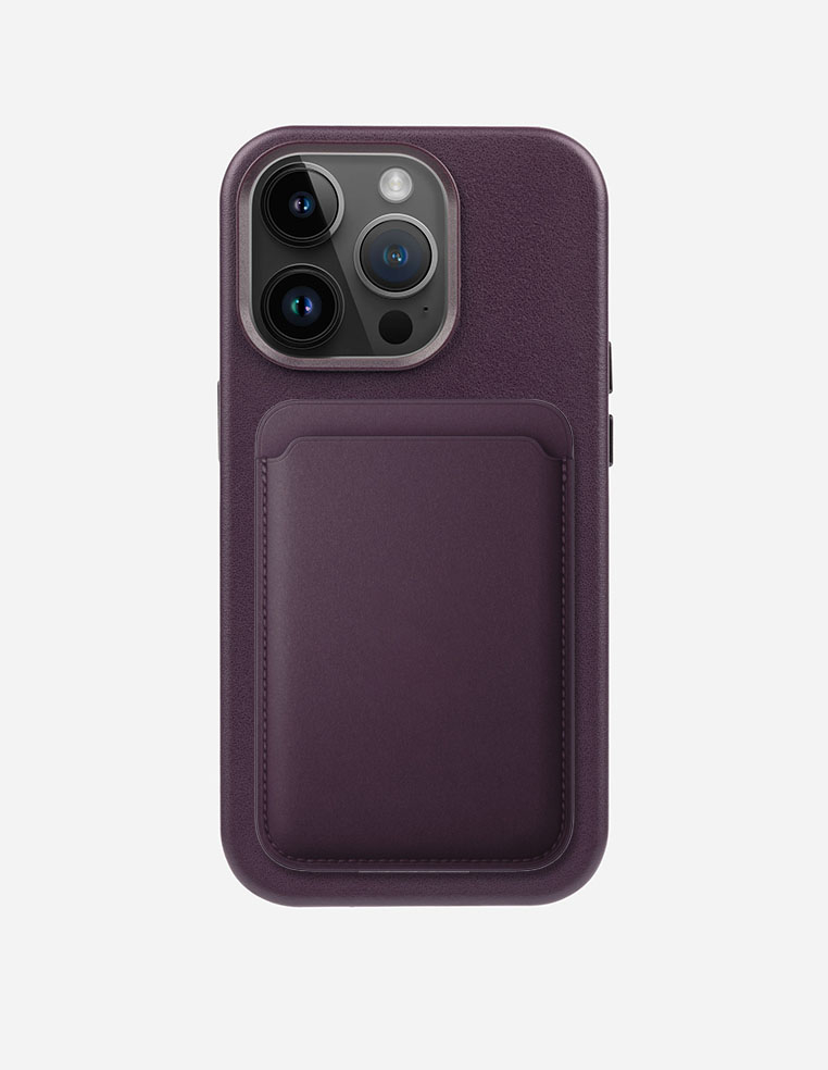 Porte‑cartes en cuir véritable pour iPhone avec MagSafe