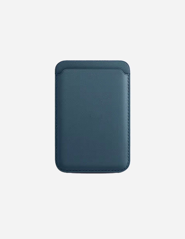 Porte‑cartes en cuir véritable pour iPhone avec MagSafe bleu