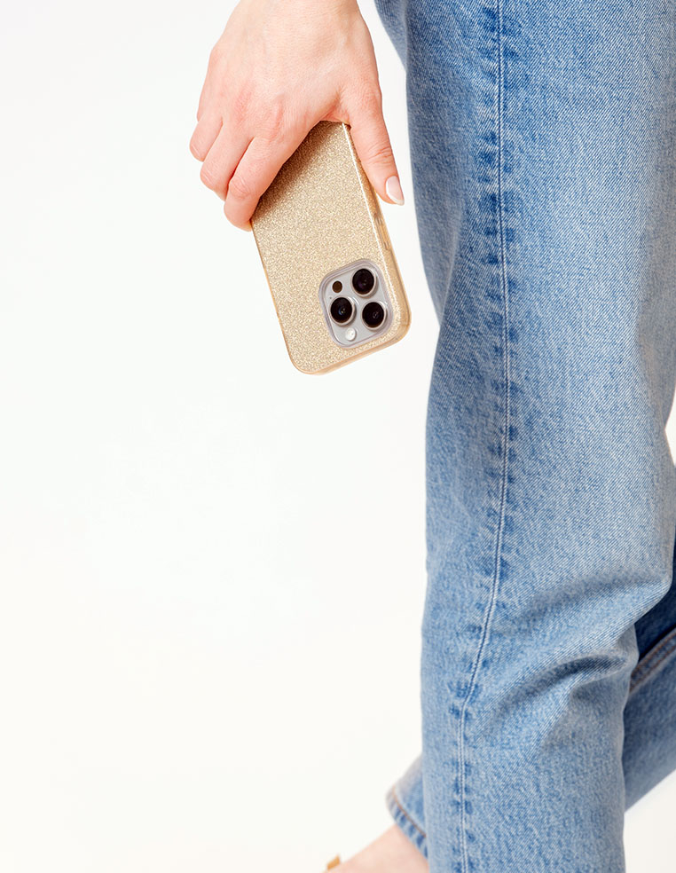 coque iPhone paillette glitter dorée