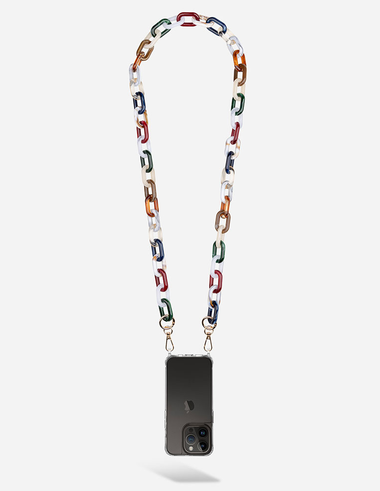 Chaîne de téléphone anneaux en résine ovales