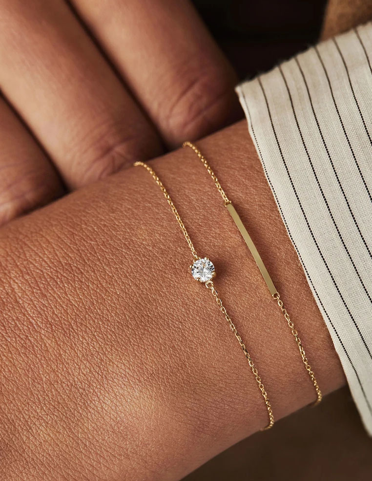 Bracelet argent 925 plaqué or femme avec pierre solitaire Bracelet argent 925 plaqué or femme avec pierre solitaire