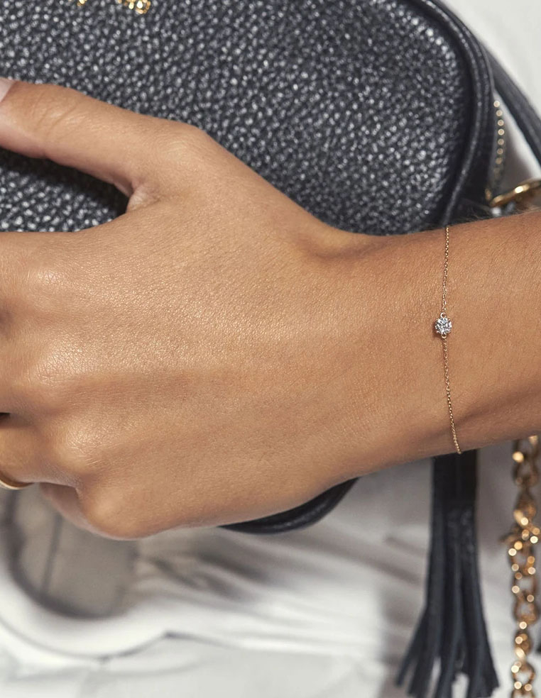 Bracelet argent 925 plaqué or femme avec pierre solitaire 2