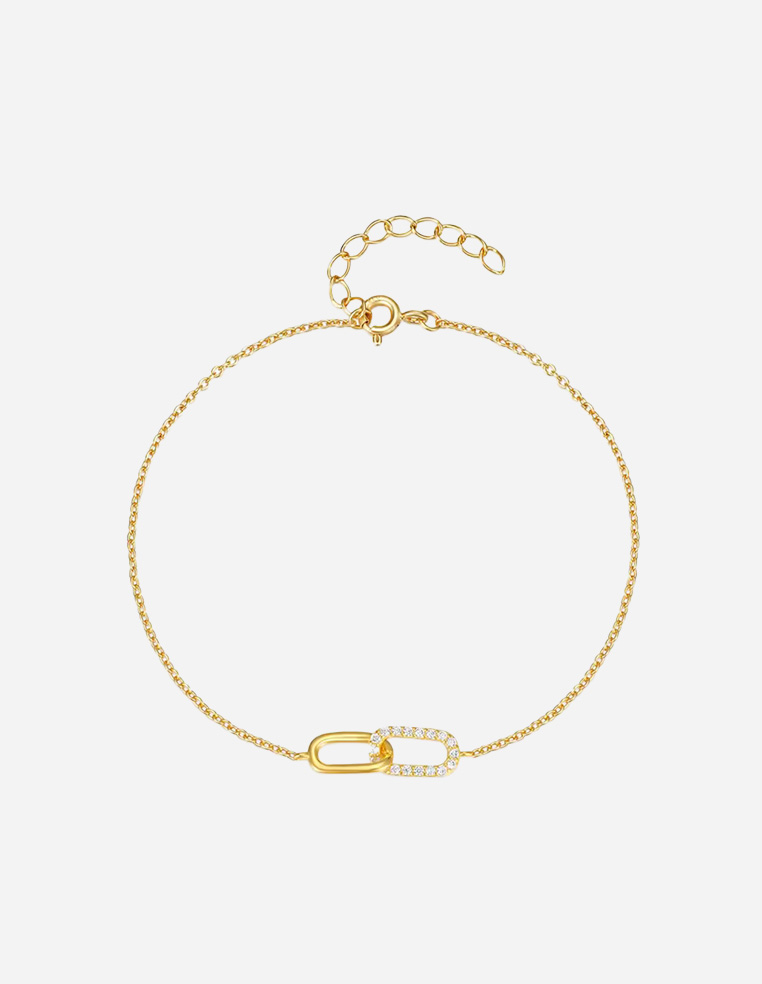 Bracelet plaque or et strass pour femme 2