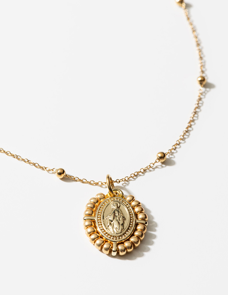 Collier pendentif médaillon vierge marie santa maria porte bonheur MADONE 2