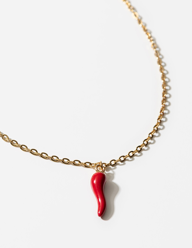 Collier pendentif piment rouge corne abondance 2