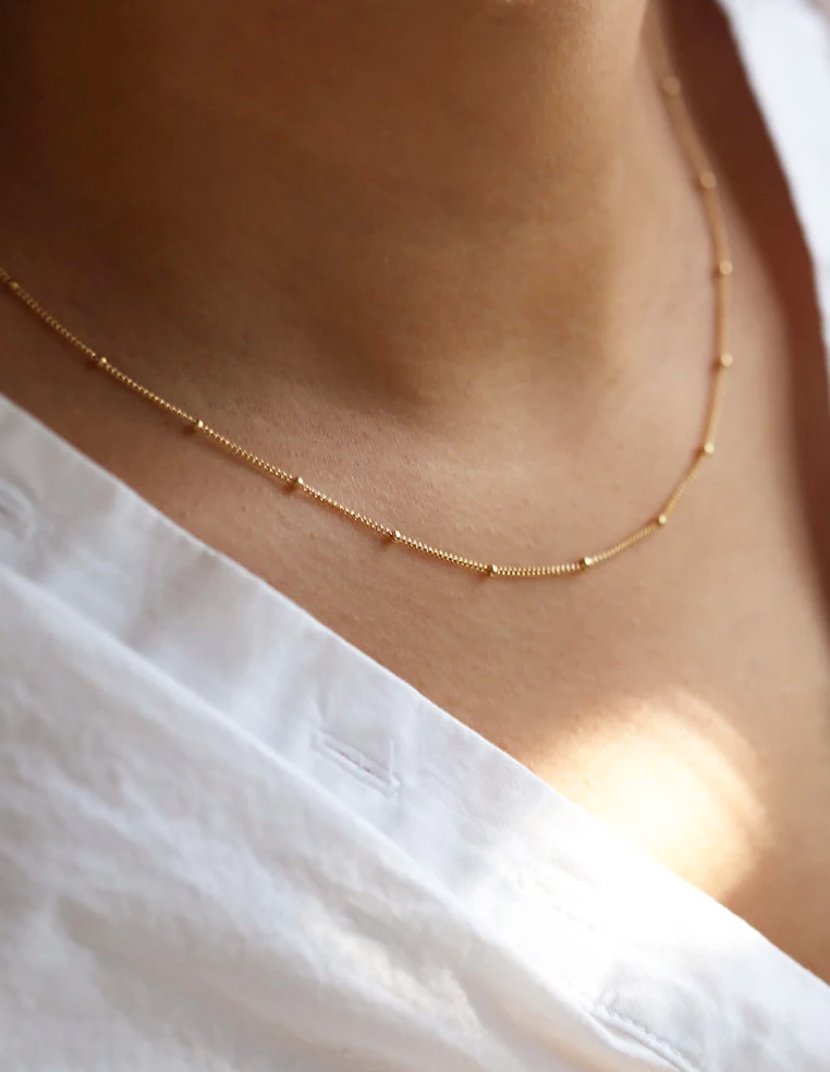 collier choker petites billes ras du coup plaqué or femme 2