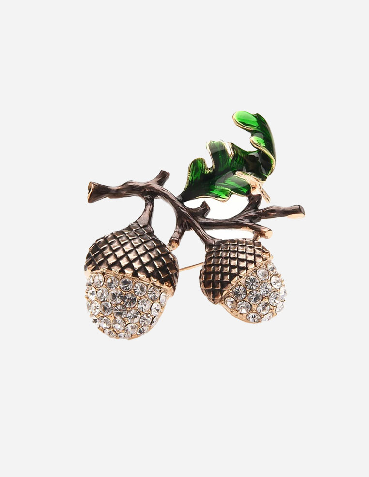 Broche plaqué or pour femme en forme de pomme de pin