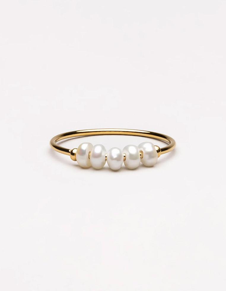 Bague plaqué or et perles d'eau douce style boheme