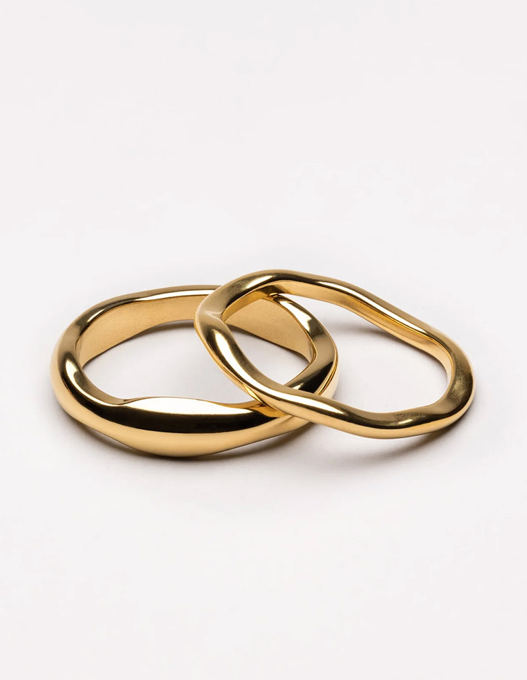 Bagues superposables en plaqué or bijou tendance pour femme