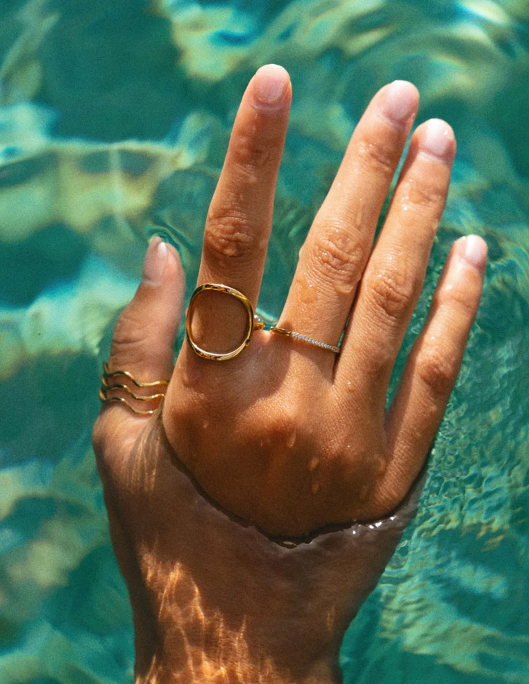 Bague fantaisie tendance pour femme en plaqué or 2