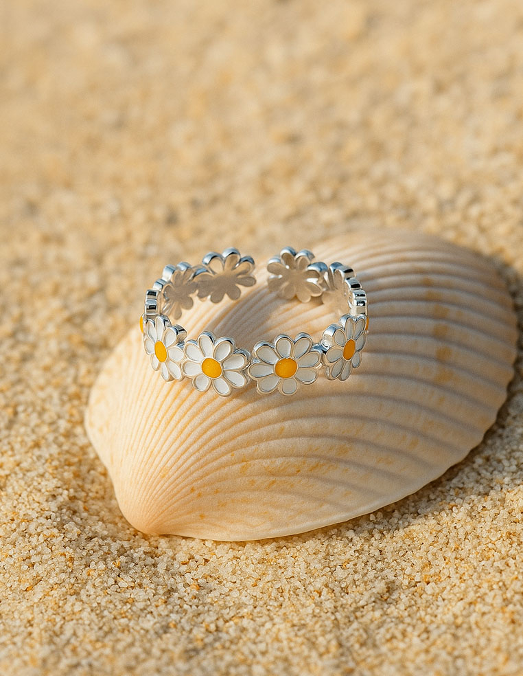 Bague Marguerite Pâquerette ajustable bague fleur bijou femme 2