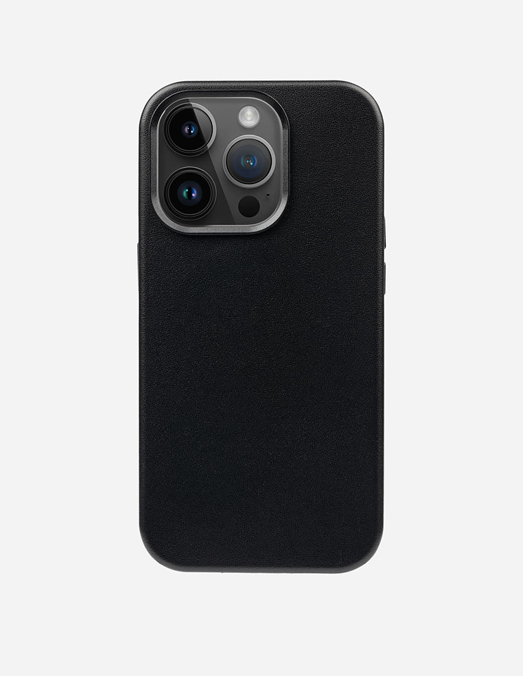 coque iPhone en cuir noir magsafe